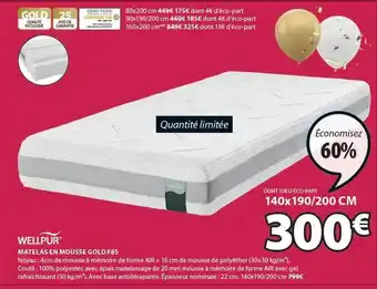 JYSK Matelas en mousse gold f85 wellpur offre