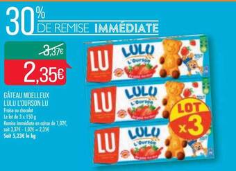 Match Gâteau moelleux lulu l'ourson lu offre