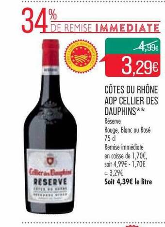 Match Côtes du rhône aop cellier des dauphins offre