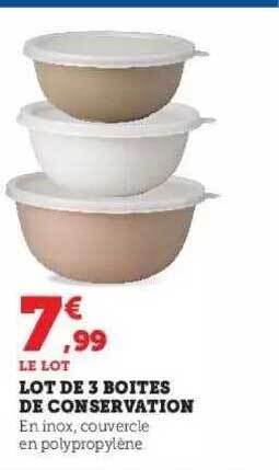 Hyper U Lot de 3 boites de conservation offre