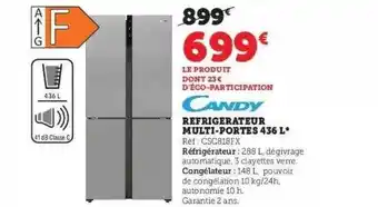 Hyper U Réfrigérateur multi-portes 436l candy offre