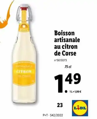 Lidl Boisson Artisanale Au Citron De Corse offre