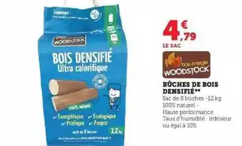 Hyper U Bûches de bois densifié woodstock offre