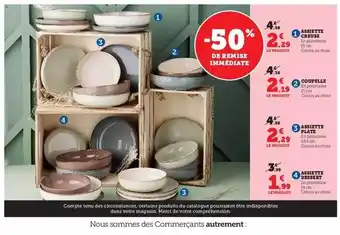 Hyper U Assiette creusé, coupelle, assiette plate, assiette dessert offre