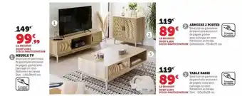 Hyper U Meuble tv, armoire 2 portes, table basse offre