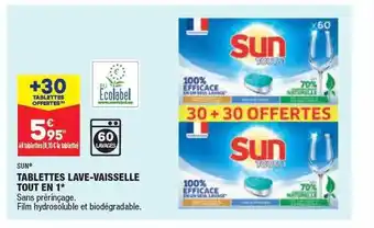 ALDI Tablettes lave-vaisselle tout en 1 sun offre