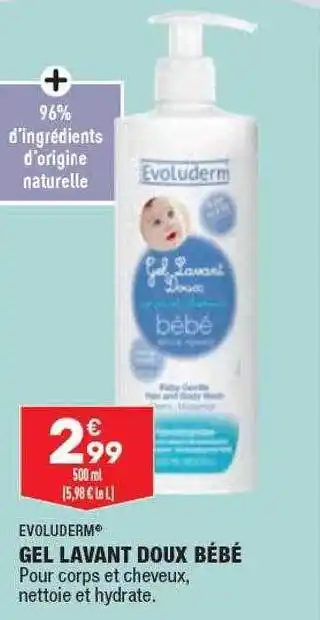 ALDI Gel lavant doux bébé evoluderm offre