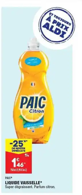 ALDI Liquide vaisselle paic offre