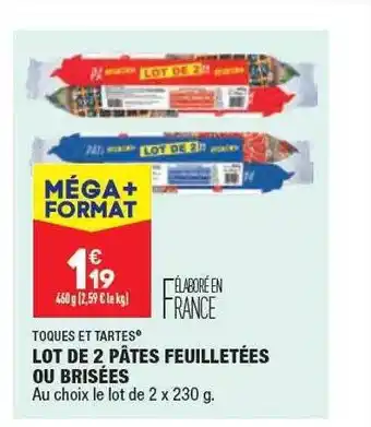 ALDI Lot de 2 pâtes feuilletées ou brisées toques et tartes offre