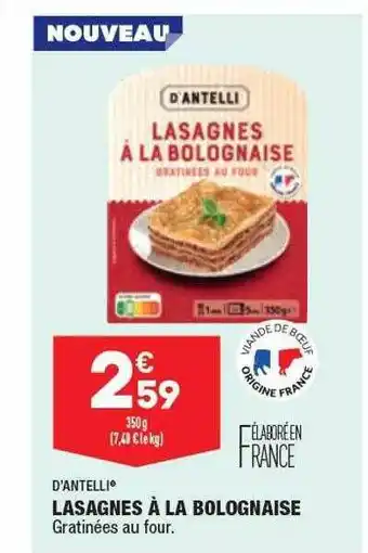 ALDI Lasagnes à la bolognaise d'antelli offre