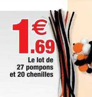Bazarland Le lot de 27 pompons et 20 chenilles offre
