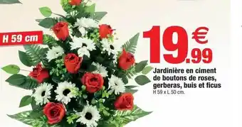 Bazarland Jardinière en ciment de boutons de roses, gerberas, buis et ficus offre