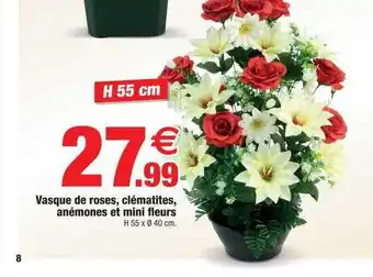Bazarland Vasque de roses, clématites, anémones et mini fleurs offre