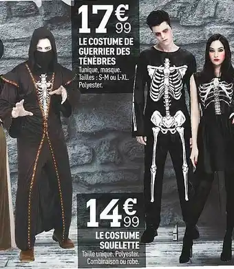 Centrakor Le costume de guerrier des ténèbres, le costume squelette offre