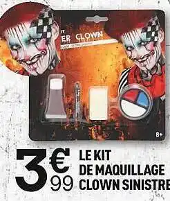 Centrakor Le kit de maquillage clown sinistre offre