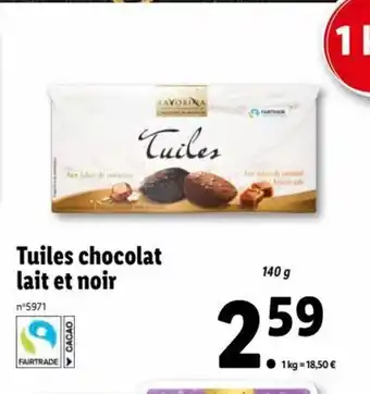 Lidl Tuiles Chocolat Lait Et Noir offre