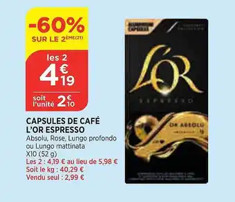 Maximarché Capsules de café l'or espresso offre