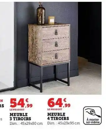 Meuble 3 tiroirs, meuble 4 tiroirs