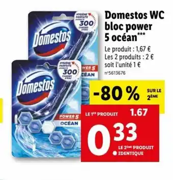 Lidl Domestos Wc Bloc Power 5 océan offre