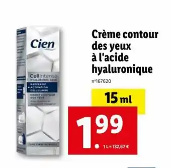 Lidl Créme Contour Des Yeux A L'acide Hyaluronique offre