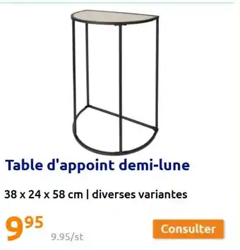 Action Table D'Appoint Demi-Lune offre