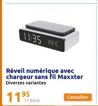 Action Réveil Numérique Avec Chargeur Sans Fil Maxxter offre