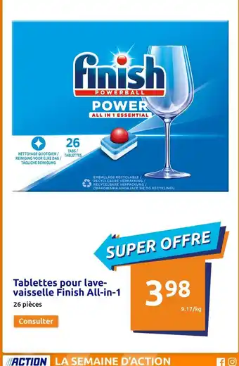 Action Tablettes Pour Lave-Vaisselle Finish All-in-1 offre