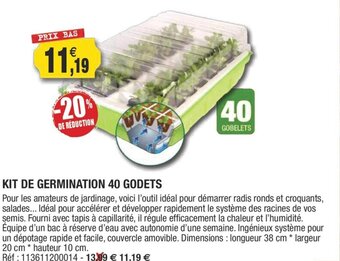 Outiror Kit De Germination 40 Godets offre