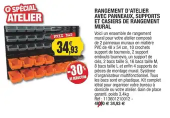 Outiror Rangement D'Atelier Avec Panneaux, Supports Et Casiers De Rangement Mural offre