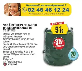 Outiror Sac A Déchets De Jardin D'Une Contenence De 70 Litre offre