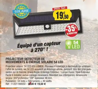 Outiror Projecteur Detecteur De Mouvements A Energie Solaire 54 Led offre