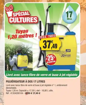 Outiror Pulvérisateur A Dos 17 Litres offre