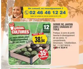 Outiror Serre De Jardin Avec Chassis Et Toile offre