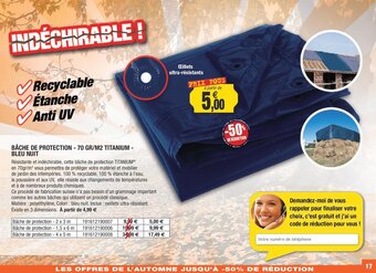 Outiror Bache De Protection - 70 Gr/M2 Titanium- bleu Nuit offre