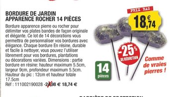 Outiror Bordure De Jardin Apparence Rocher 14 Piéces offre