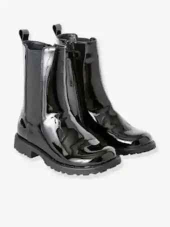Boots hauts fille zippés et élastiqués - noir