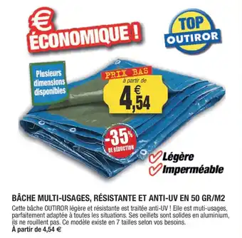 Outiror Bache Multi-Usages, résistante Et Anti-UV En 50 GR/M2 offre