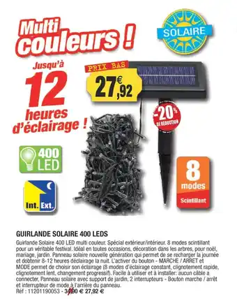 Outiror Guirlande Solaire 400 Led offre