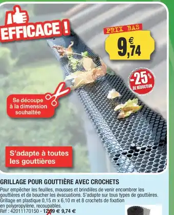 Outiror Grillage Pour Gouttiére Avec Crochets offre