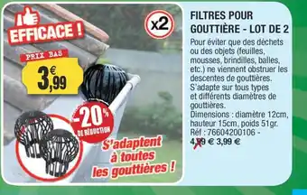 Outiror Filtres Pour Gouttiére - Lot De 2 offre