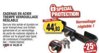 Outiror Cadenas En Acier Trempé Verrouillage Réglable offre