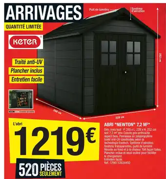Brico Dépôt Abri Newton 7.2 M² offre