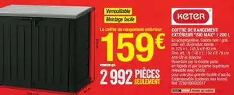 Brico Dépôt Coffre de Rangement Extérieur Sio Max 1200 L offre