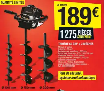 Brico Dépôt Tarière 52 CM3 + 3 Méches offre