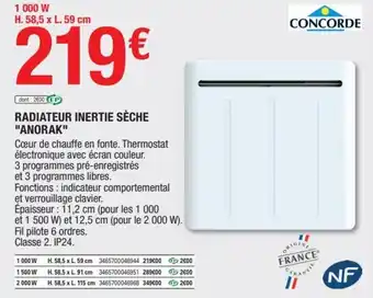 Brico Dépôt Radiateur Inertie Sèche Anorak offre