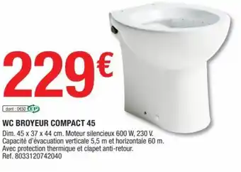 Brico Dépôt WC Broyeur Compact 45 offre