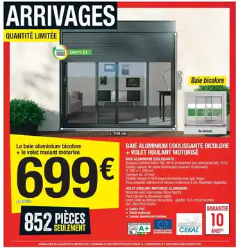 Brico Dépôt Baie Aluminium Coulissante Bicolore + Volet Roulant Motorisé offre