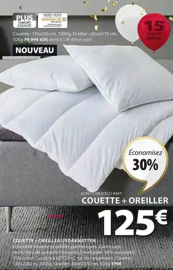 JYSK Couette + oreiller urdaknatten offre
