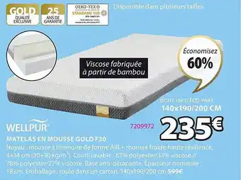 JYSK Matelas en mousse gold f30 wellpur offre