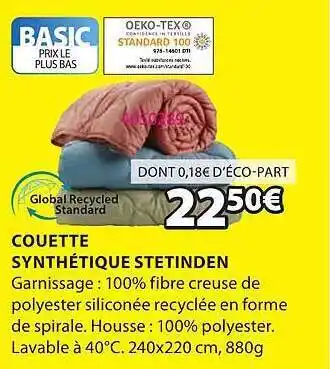 JYSK Couette synthétique stetinden offre